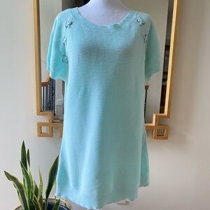 Talbots tunic length summer sweater with short sleeves size large